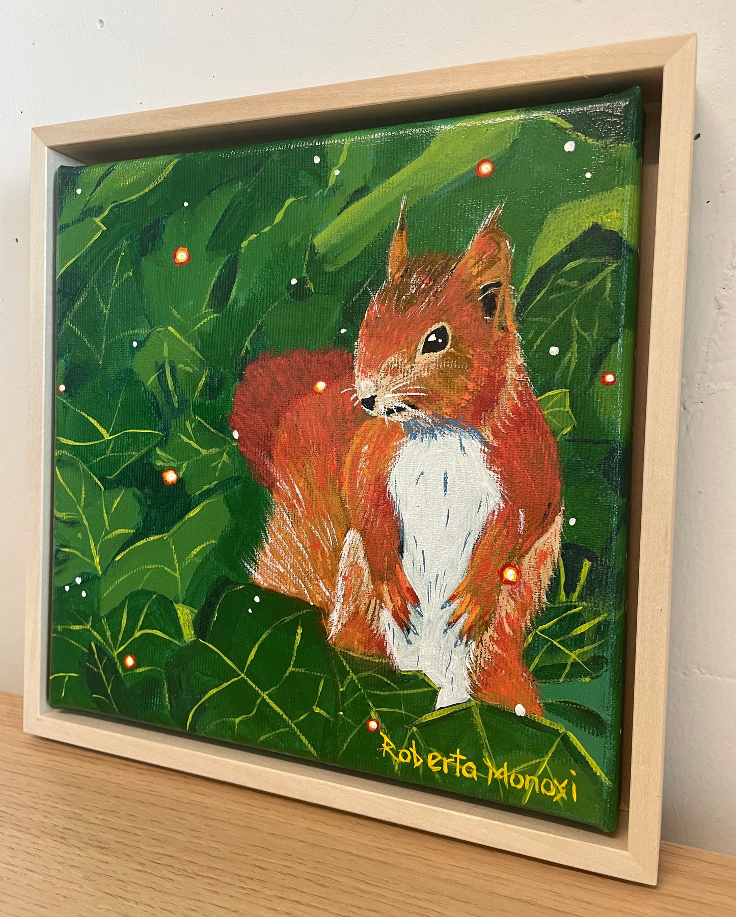 Serie di opere d'arte sugli animali della foresta: scoiattoli con cornice ombra