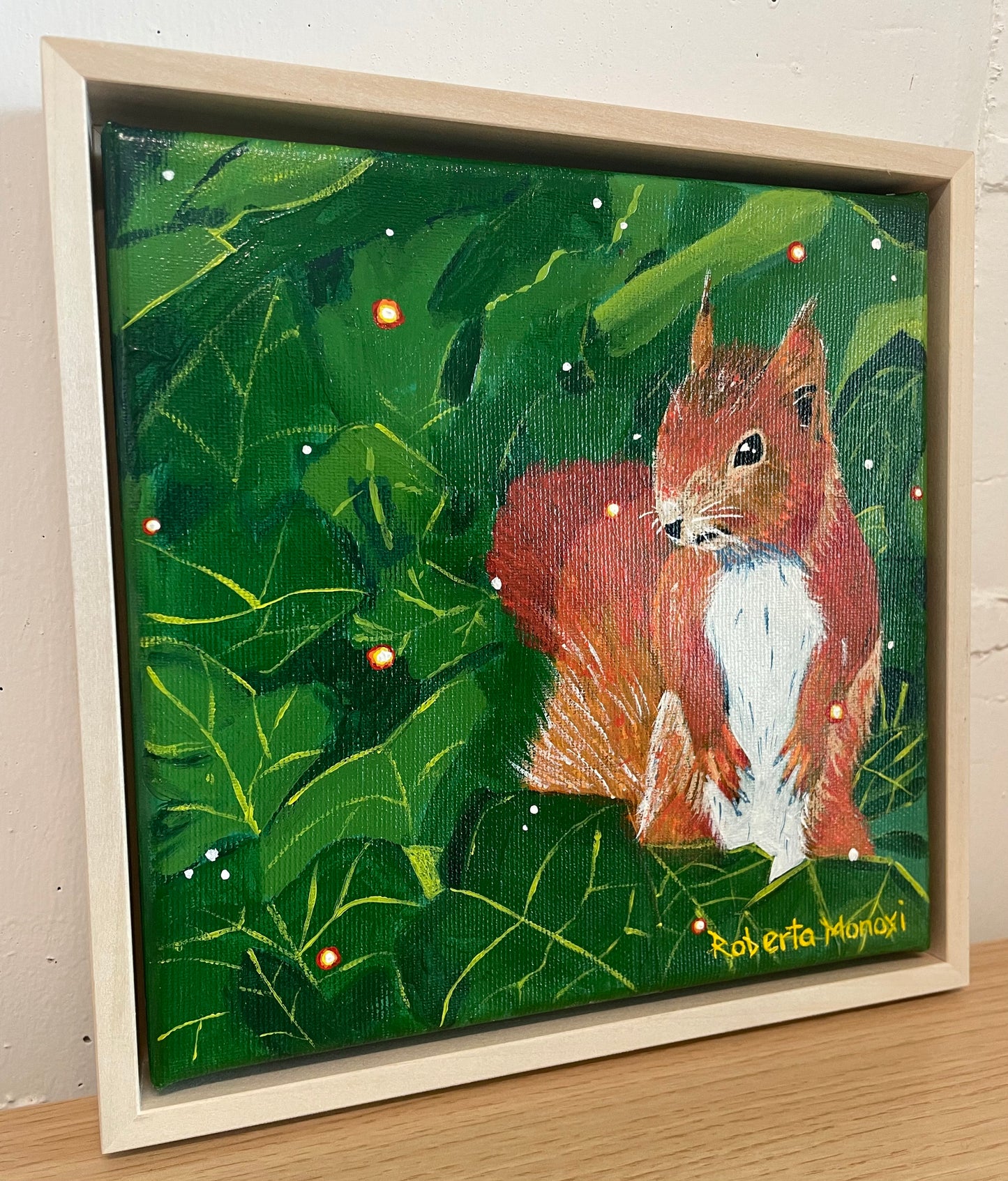 Serie di opere d'arte sugli animali della foresta: scoiattoli con cornice ombra
