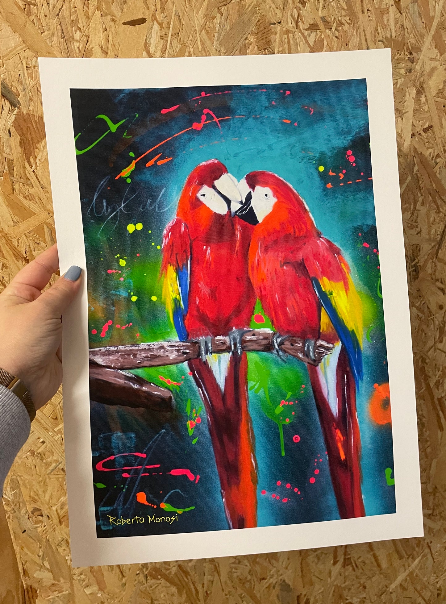 Stampa d'arte "Pappagalli che baciano"