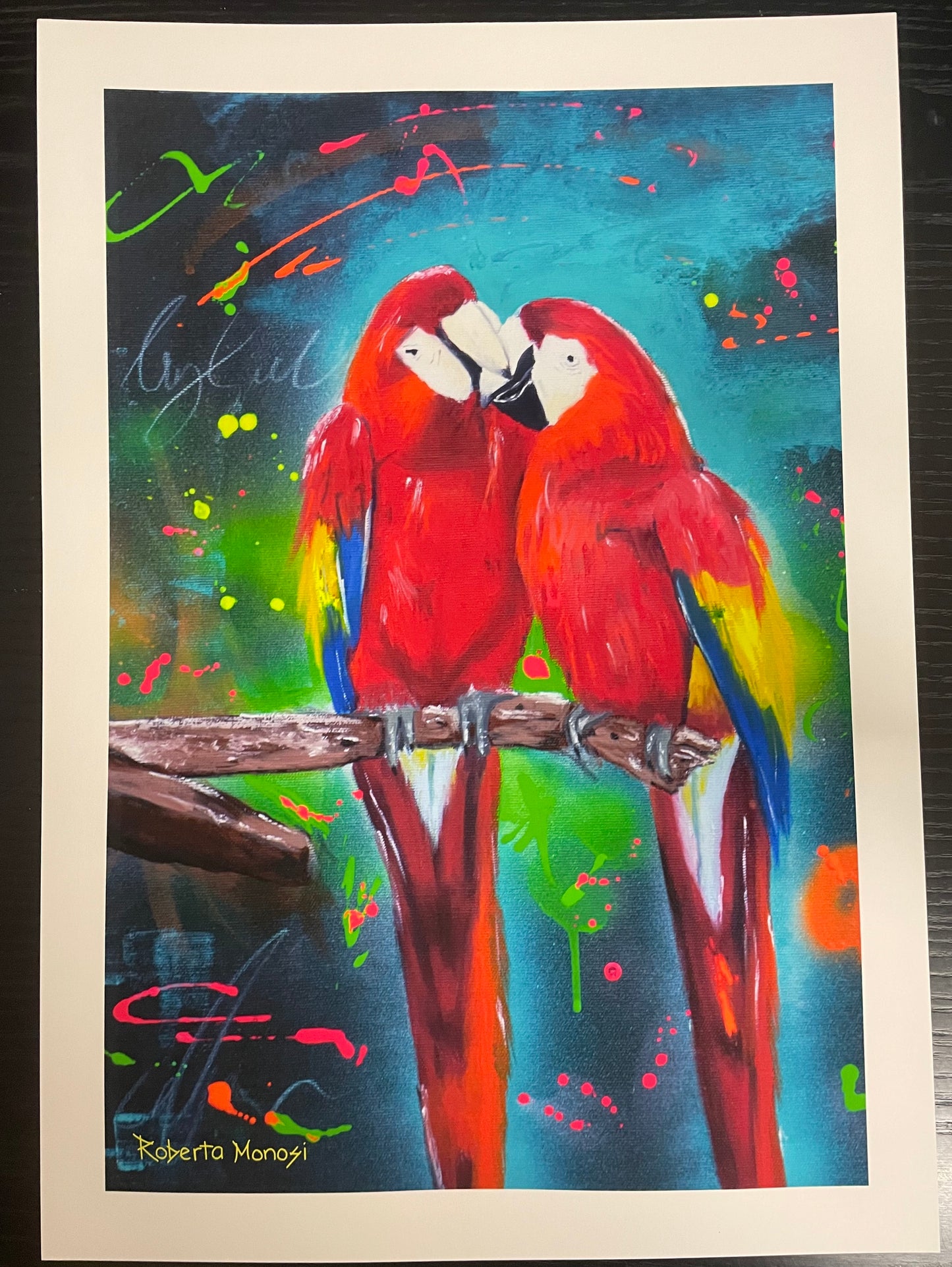 Stampa d'arte "Pappagalli che baciano"