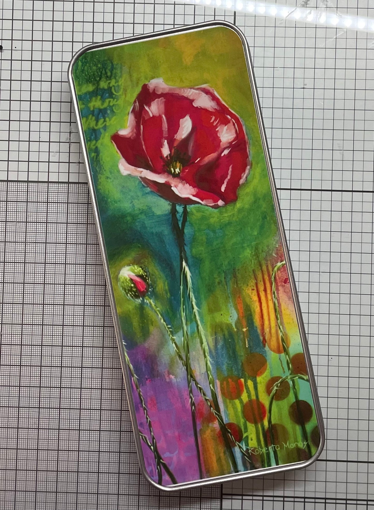 Pen storage box "Unique Poppy Flower"
