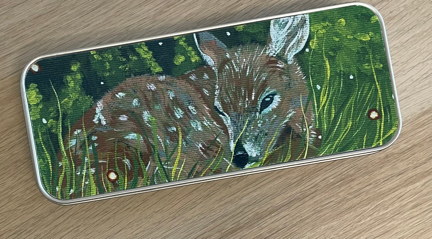 Stifte- Aufbewahrungsbox "Waldtiere Kunstwerkserie - Rehkitz"