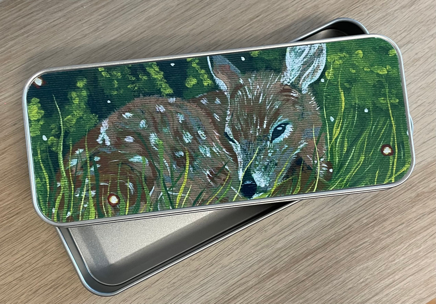 Stifte- Aufbewahrungsbox "Waldtiere Kunstwerkserie - Rehkitz"