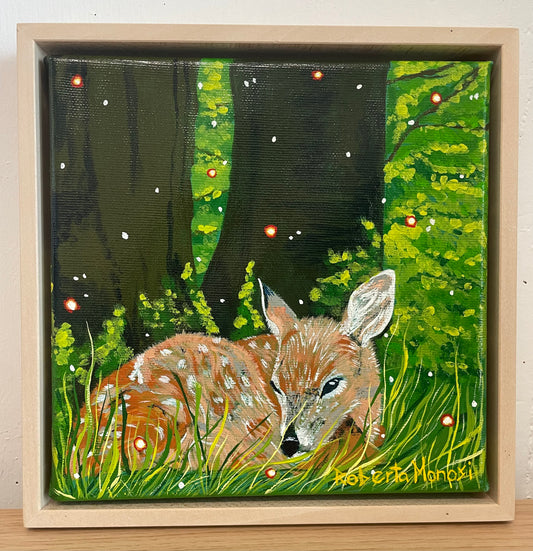 Waldtiere Kunstwerkserie - Rehkitz inkl. Schattenfugenrahmen