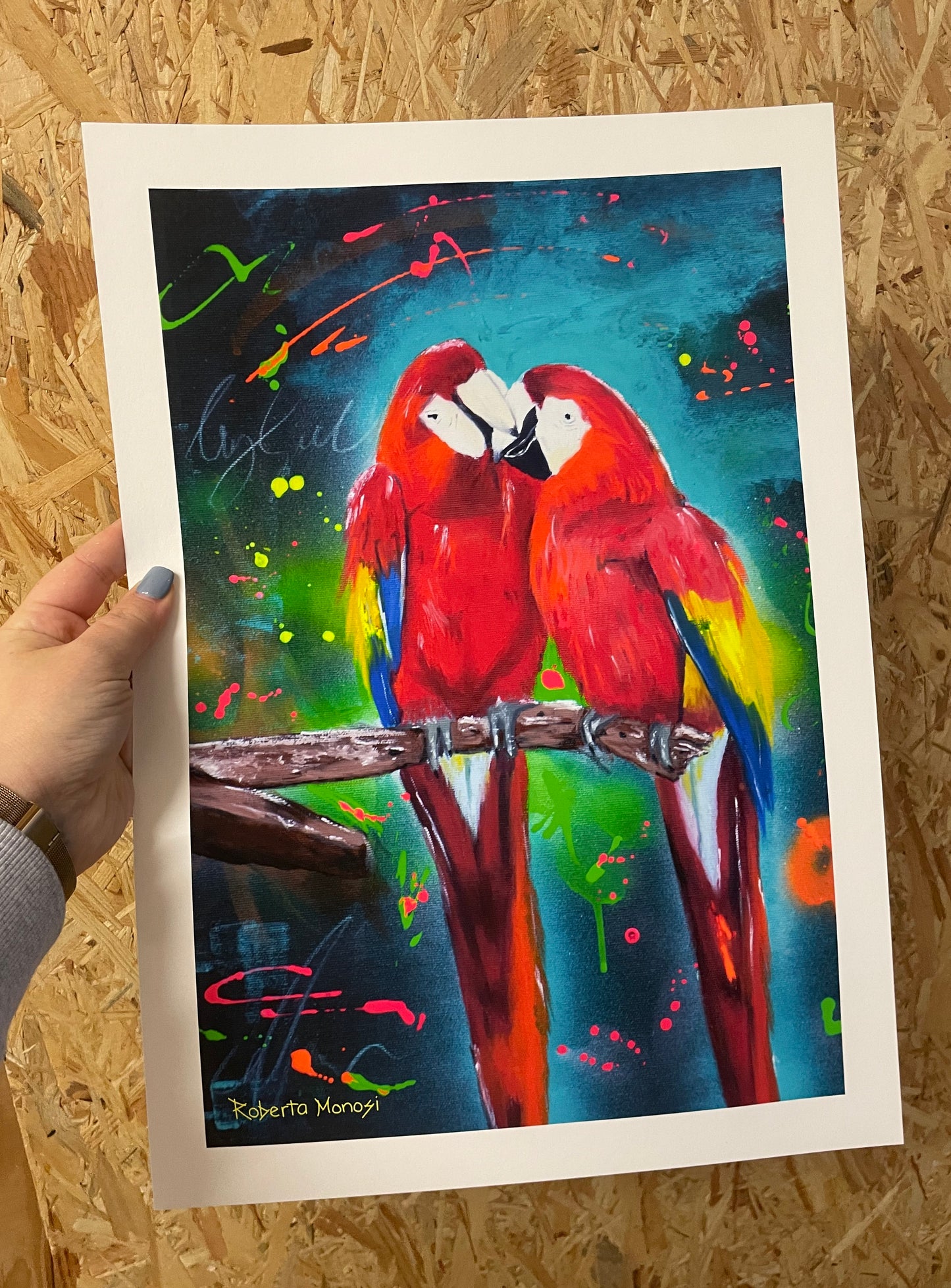 Art print "Kissing Parrots"